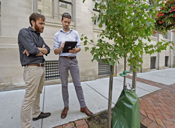 Douglas Smith, the city's sustainability coordinator and Philip Johnson a city geographic information systems staffer